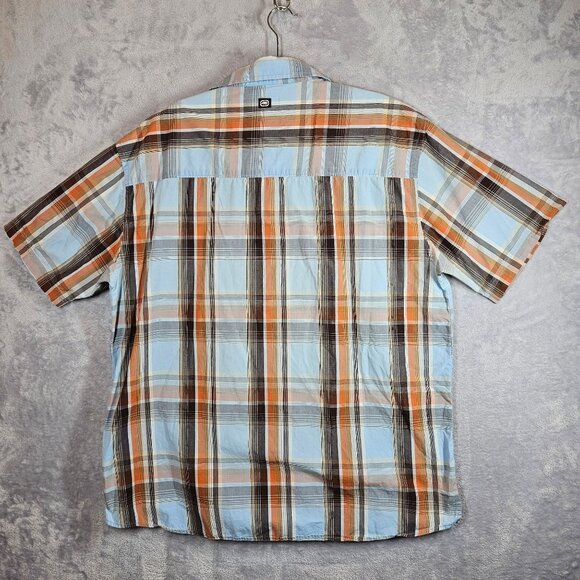 Ecko Unltd Mens Short Sleeve Plaid Button-Up Shirt Size L Cotton Blend Multicolo - Picture 2 of 12
